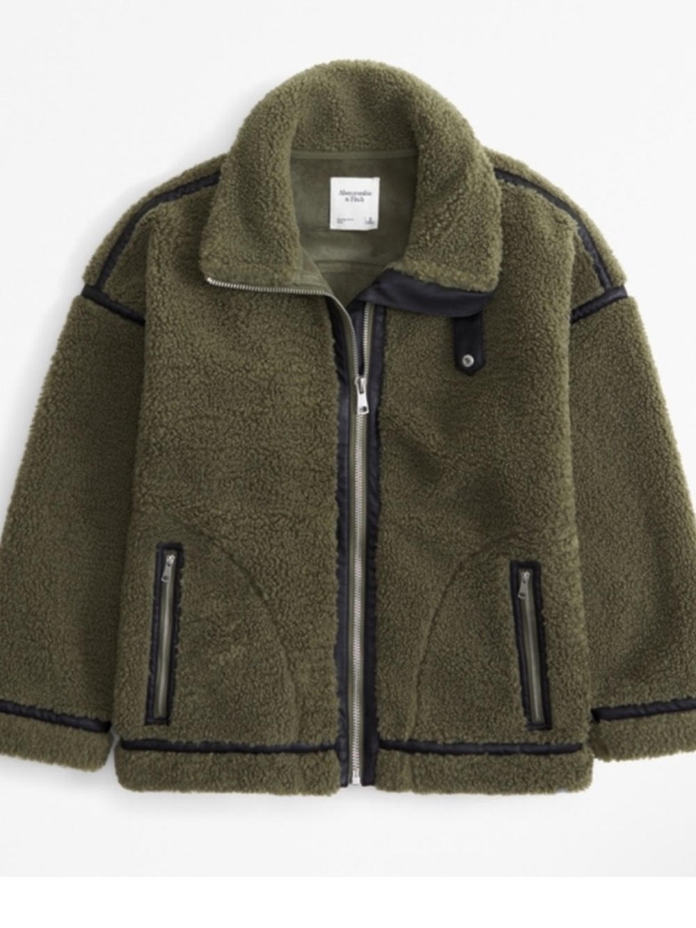 Abercrombie Contrast Trim Sherpa Aviator Jacket - Picture 2 of 2